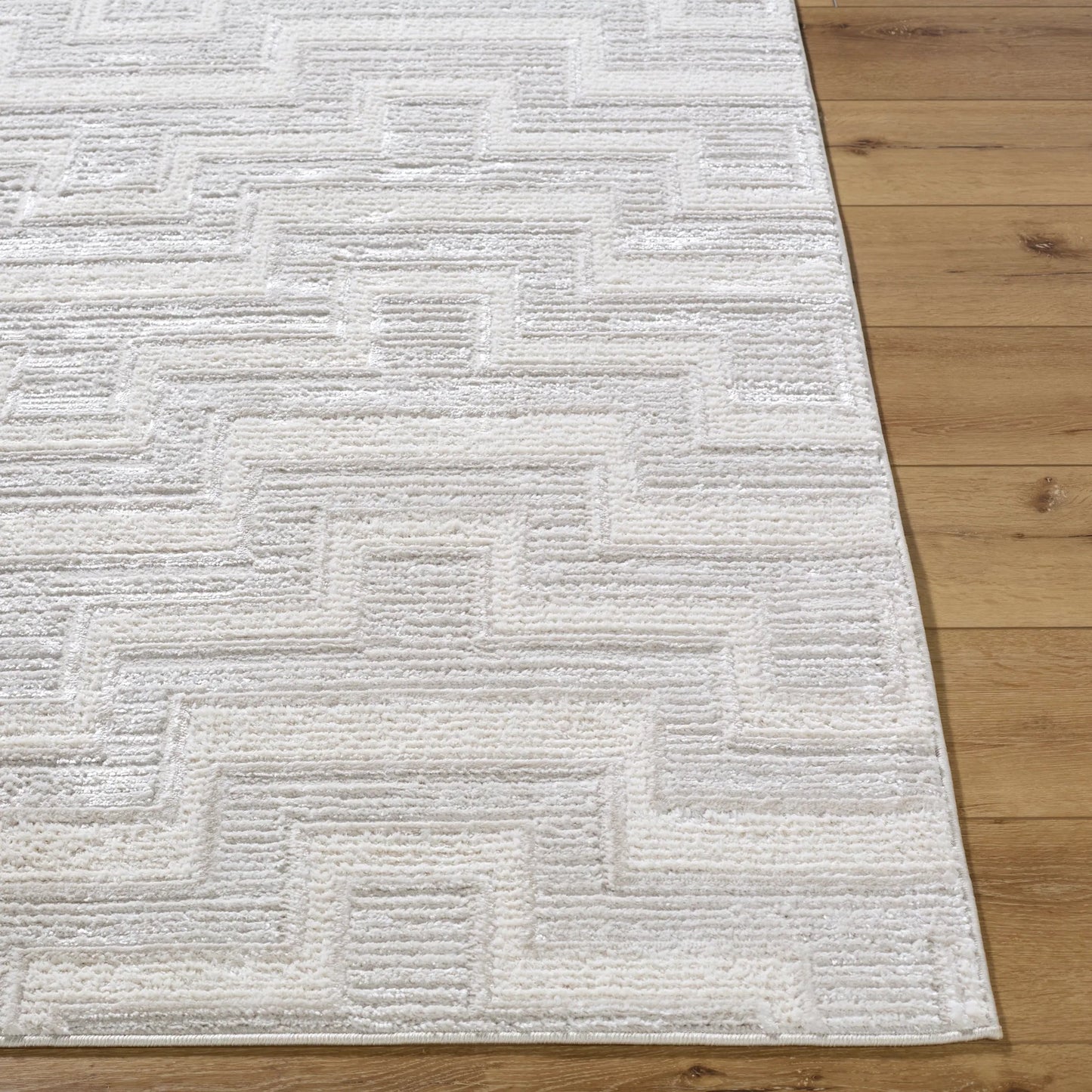 003 SI-2257897,SI-2257898 | Closeup | Wolly WOY-2301 Rug by Livabliss in ivory, white, light gray, cream. Made from polypropylene, polyester in a unique style.