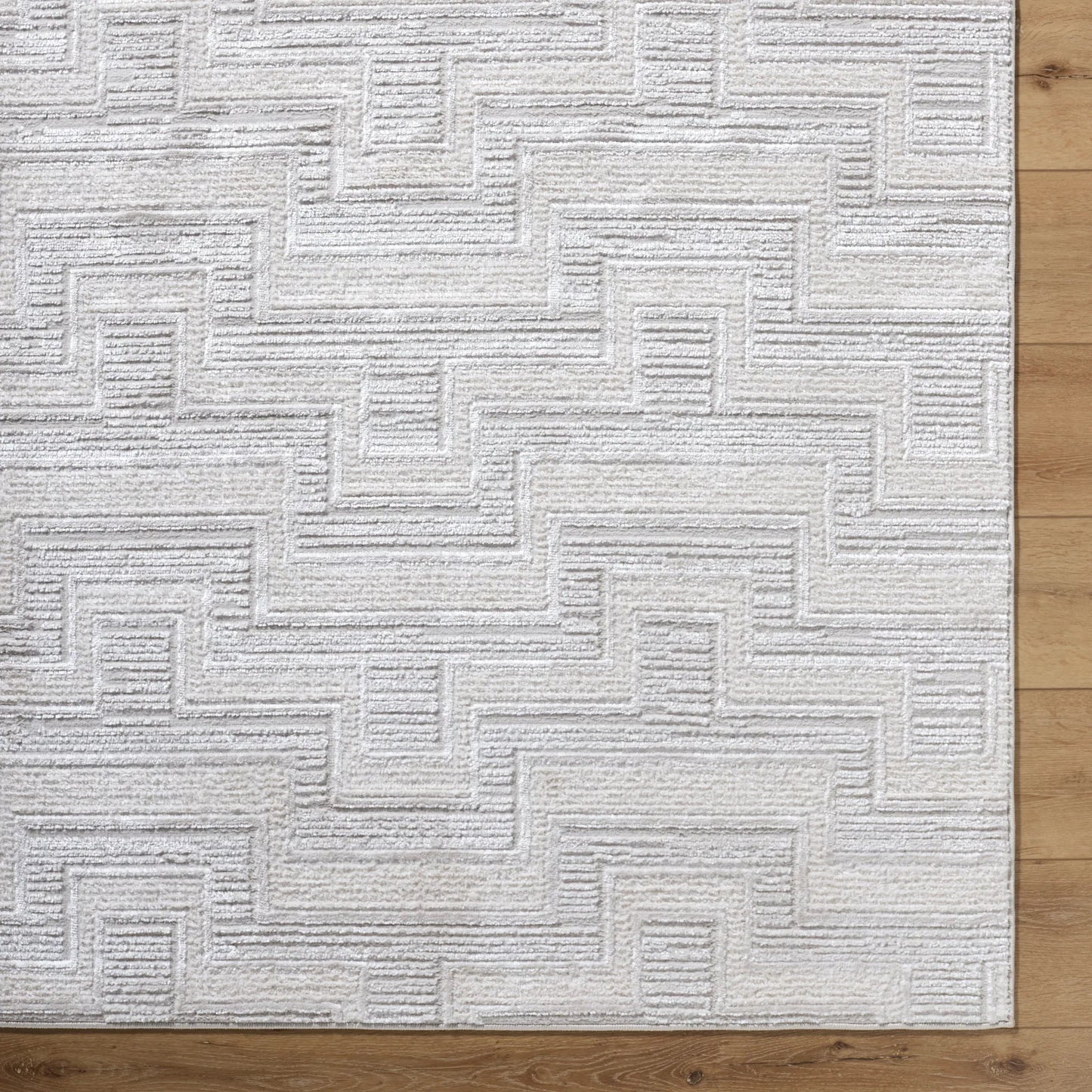 006 SI-2257897,SI-2257898 | Closeup | Wolly WOY-2301 Rug by Livabliss in ivory, white, light gray, cream. Made from polypropylene, polyester in a unique style.