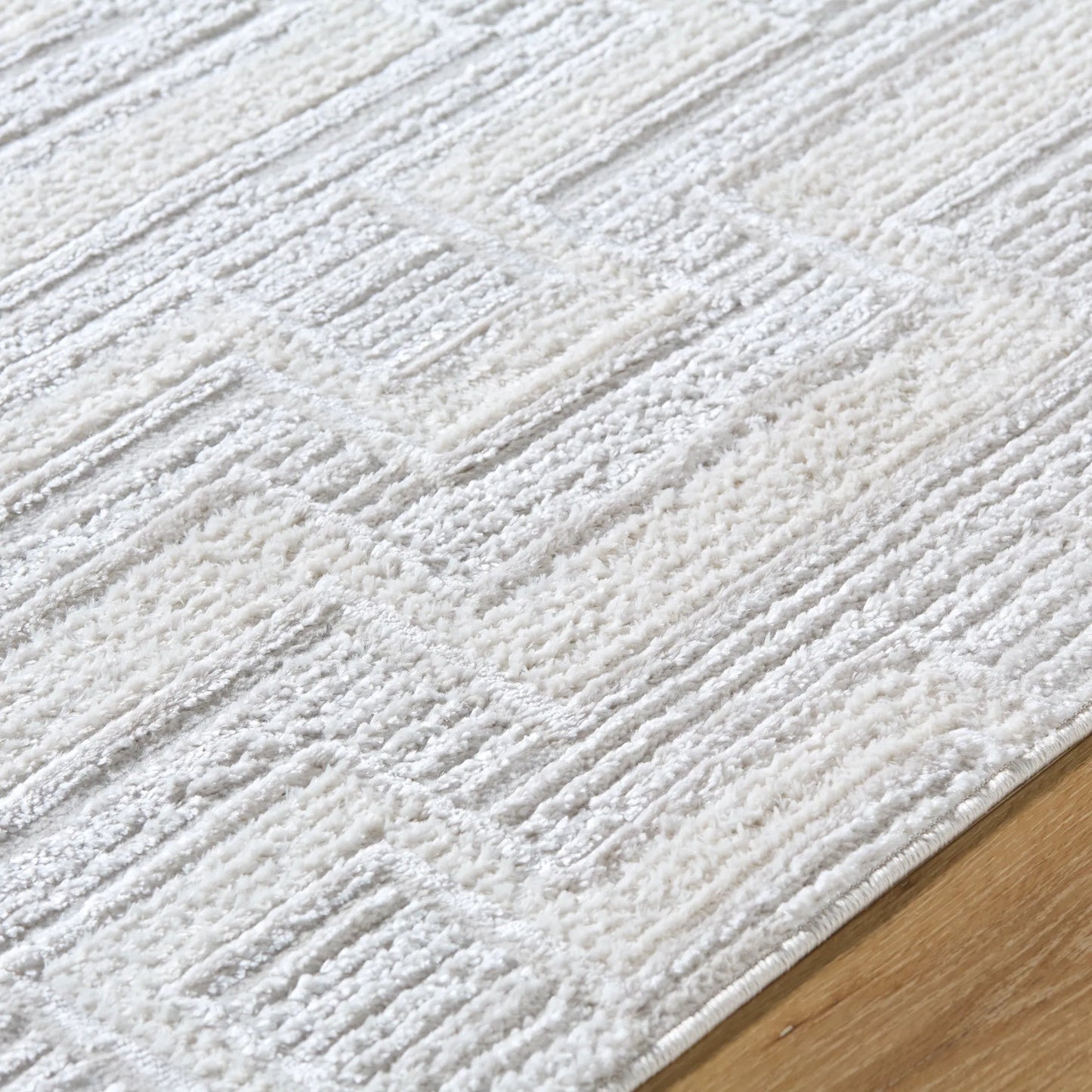 004 SI-2257897,SI-2257898 | Closeup | Wolly WOY-2301 Rug by Livabliss in ivory, white, light gray, cream. Made from polypropylene, polyester in a unique style.