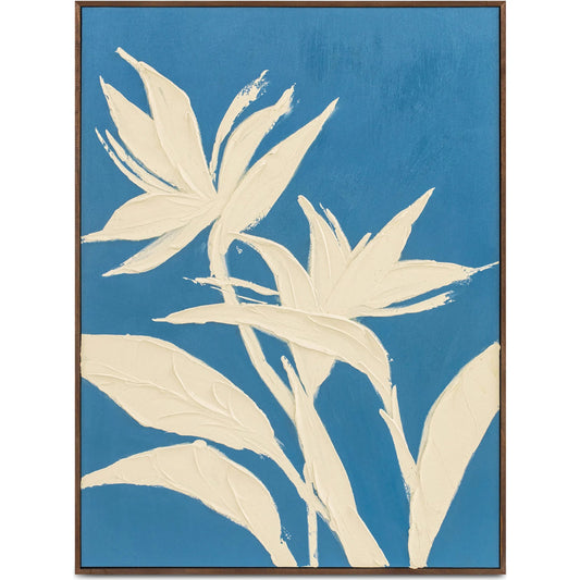 Paradis 1 Framed Painting by Moe's Home Collection in multicolor. Made from acrylic paint on canvas, solid pine frame in a coastal style.