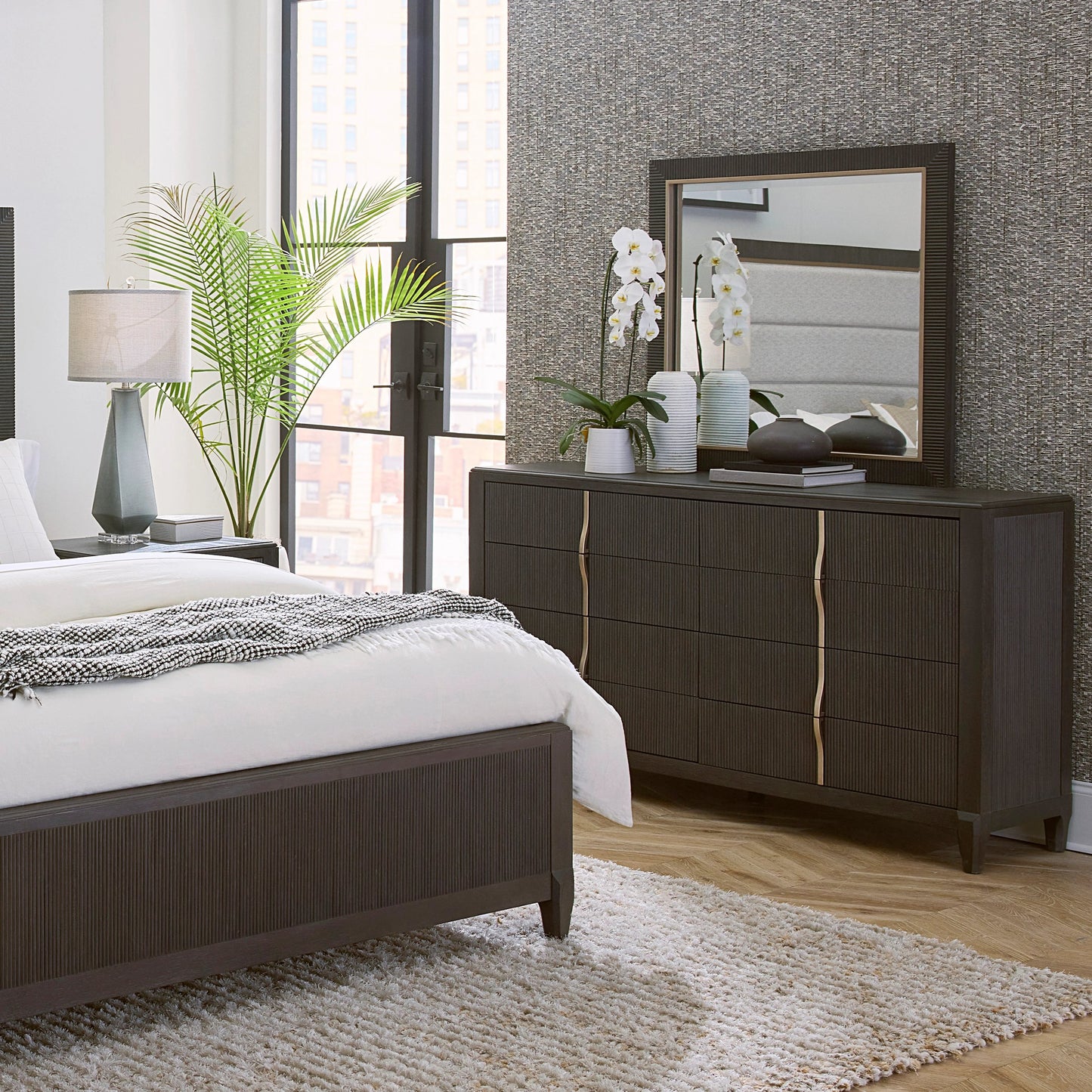 010 SI-2143475 | Lifestyle | West End Loft 8-Drawer Dresser by Pulaski Furniture in tuxedo. Made from rubberwood in a modern style.