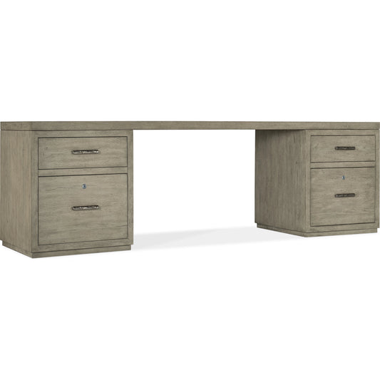 000 SI-1900766 | Primary Silo | Linville Falls Desk - 96" Top-2 Small Files by Hooker Furniture in mink. Made from oak veneers in a modern style.
