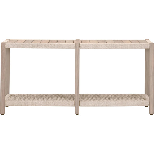001 SI-2531750 | Primary Silo | Wrap Console Table by Essentials For Living in oat flat rope, washed ever teak. Made from solid teak wood in a coastal style.