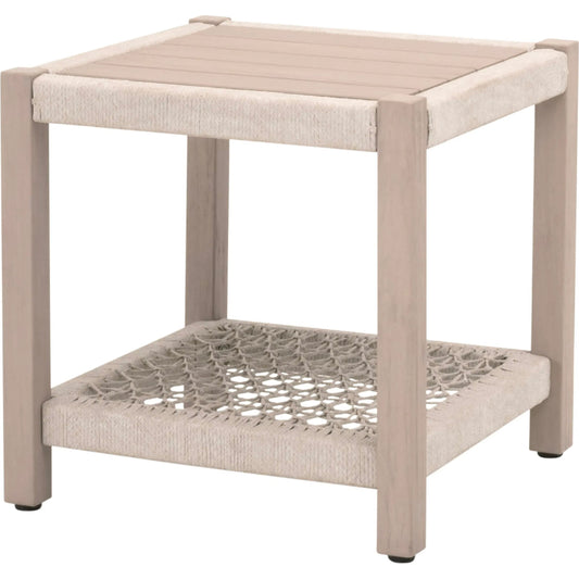 033 SI-2472641 | Primary Silo | Wrap End Table by Essentials For Living in oat flat rope, washed ever teak. Made from solid teak wood in a coastal style.