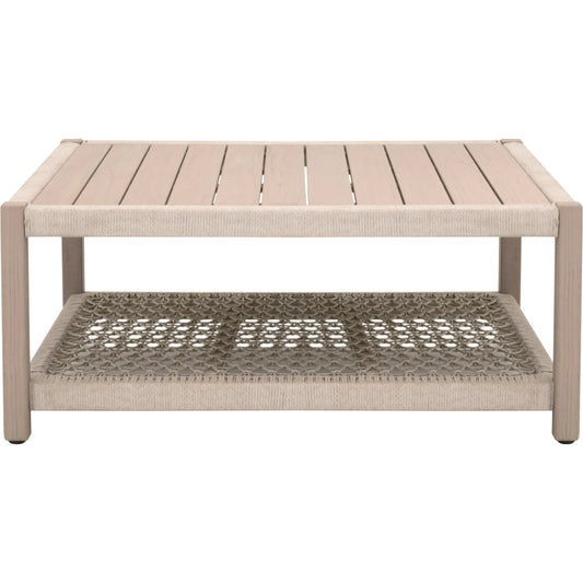014 SI-2531751 | Primary Silo | Wrap Square Coffee Table by Essentials For Living in oat flat rope, washed ever teak. Made from solid teak wood in a coastal style.