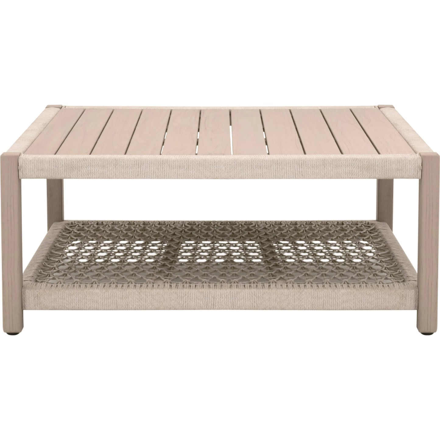 014 SI-2531751 | Primary Silo | Wrap Square Coffee Table by Essentials For Living in oat flat rope, washed ever teak. Made from solid teak wood in a coastal style.