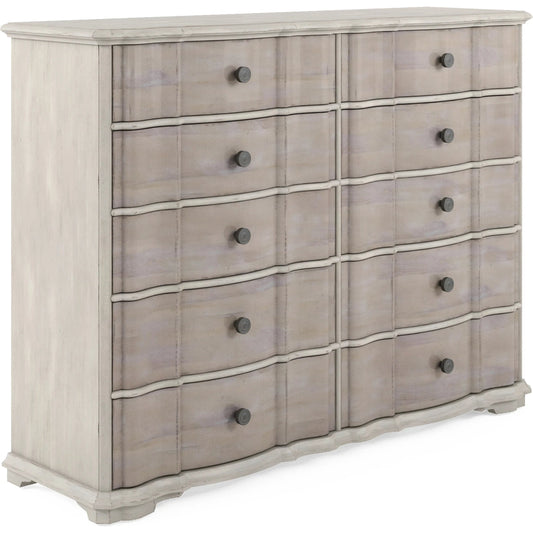 Alcove Master Chest by A.R.T. Furniture in belgian ivory, washed maple. Made from acacia solids, maple veneers, metal in a modern style.