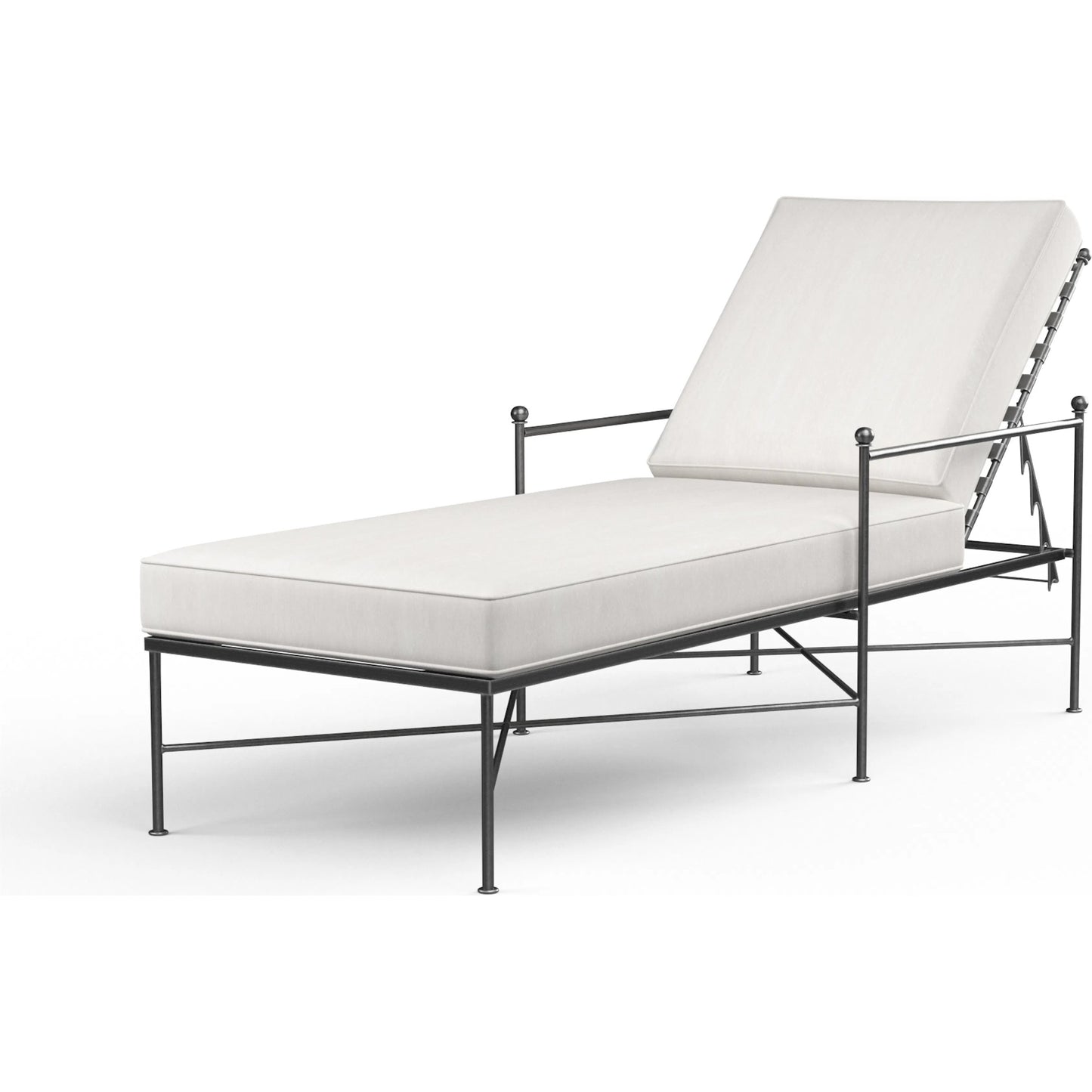 001 SI-2166921 | Primary Silo | Provence Outdoor Chaise Lounge by Sunset West in pewter. Made from wrought iron in a modern style.