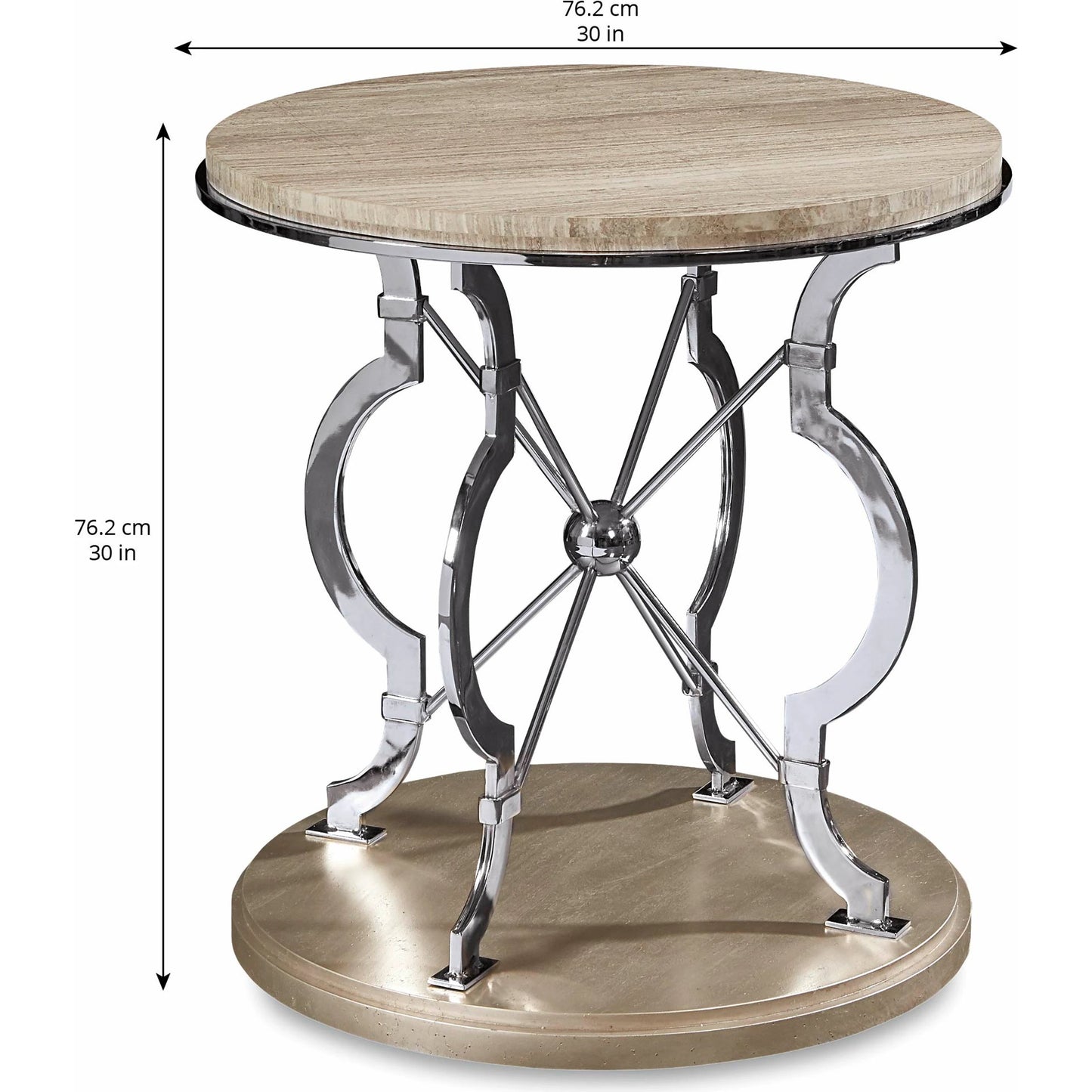 004 SR-882028 | Additional Silo | Morrissey Yeats Lamp Table by A.R.T. Furniture in silver and bezel. Made from parawood solids, primavera veneers, travertine stone in a transitional style.