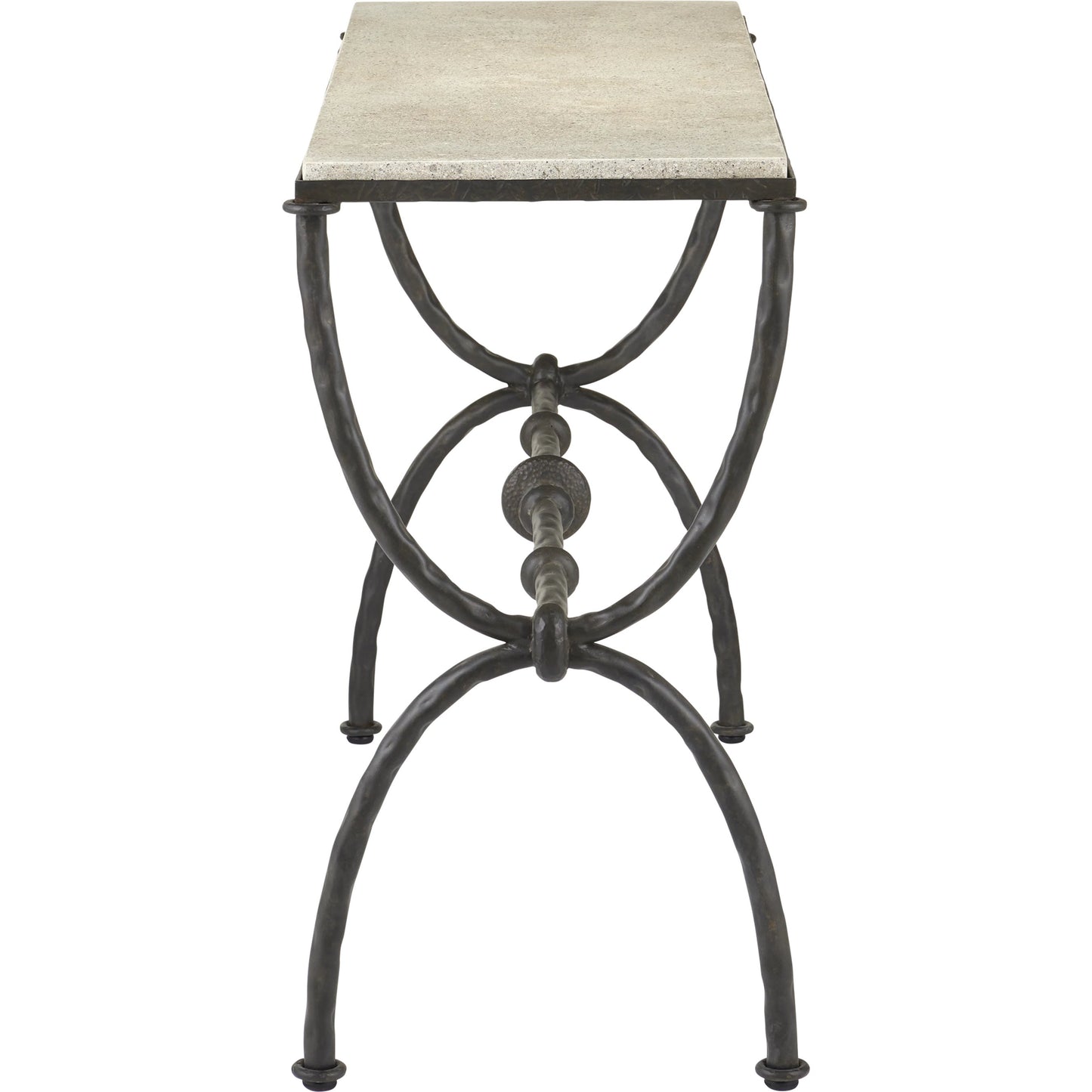 011 S-222857 | Additional Silo | Agora Console Table by Currey and Company in rustic bronze, polished. Made from wrought iron, concrete in a traditional style.