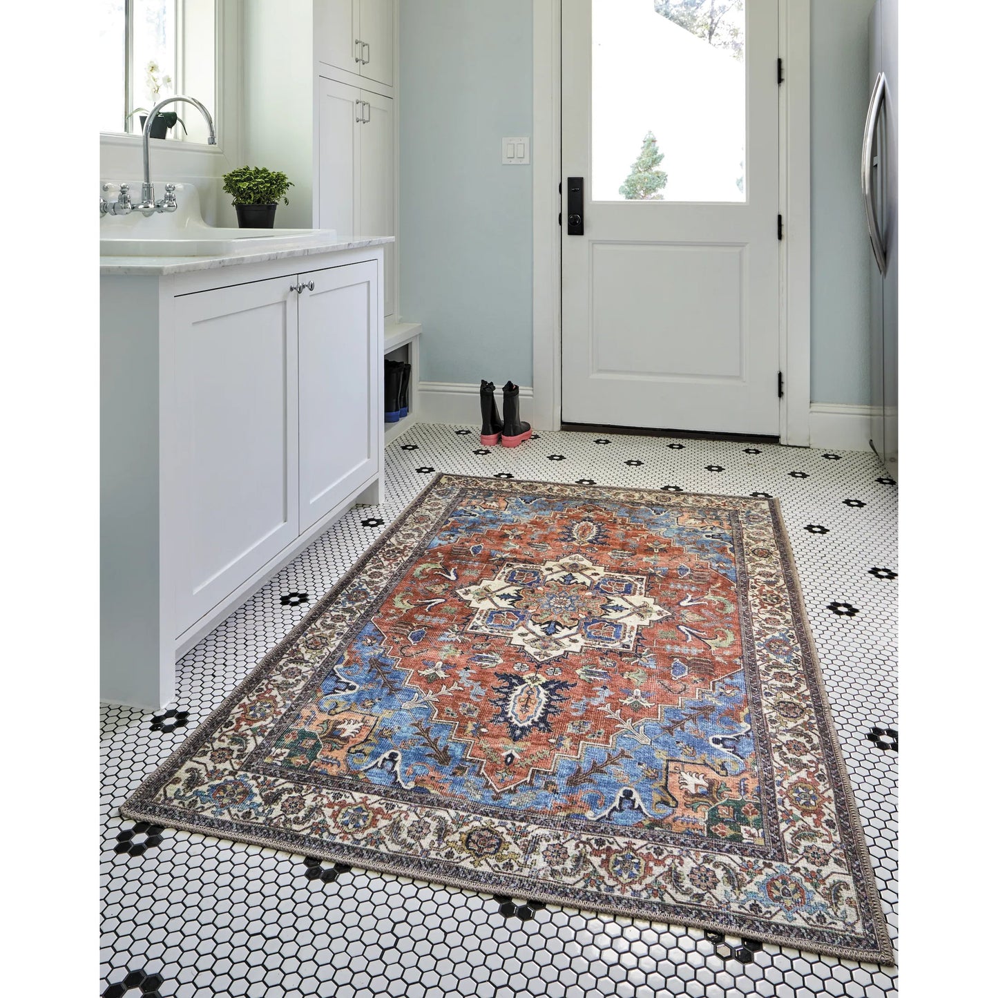 024 SI-1752769,SI-1752770 | Lifestyle | Percy Transitional Rug - 39AHF by Feizy in blue, red, ivory. Made from polyester in a unique style.