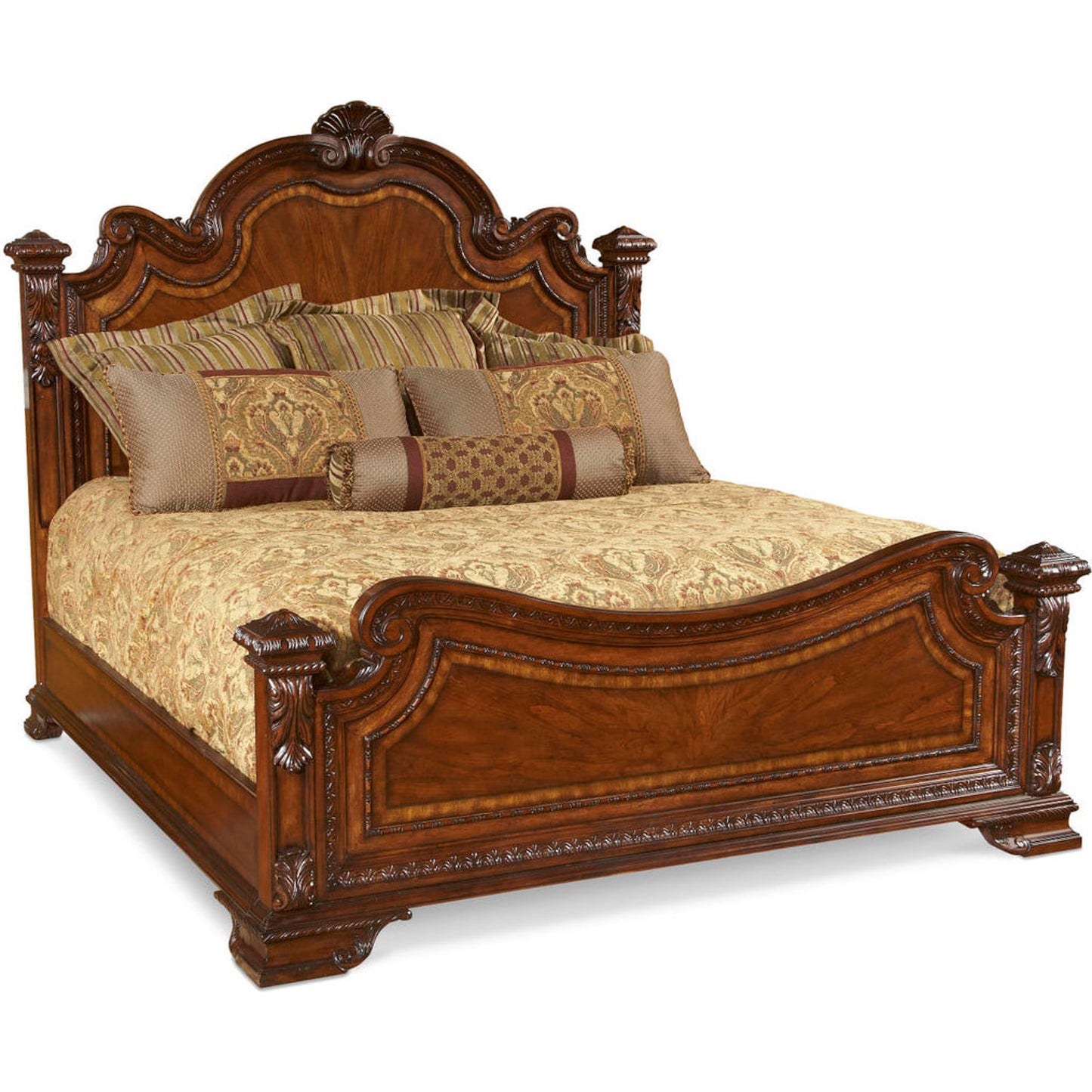 001 SR-882049,SR-882050 | Additional Silo | Old World Estate Bed by A.R.T. Furniture in brown and medium cherry. Made from new zealand pine solids, cathedral cherry veneer, exotic avodire veneer in a traditional style.