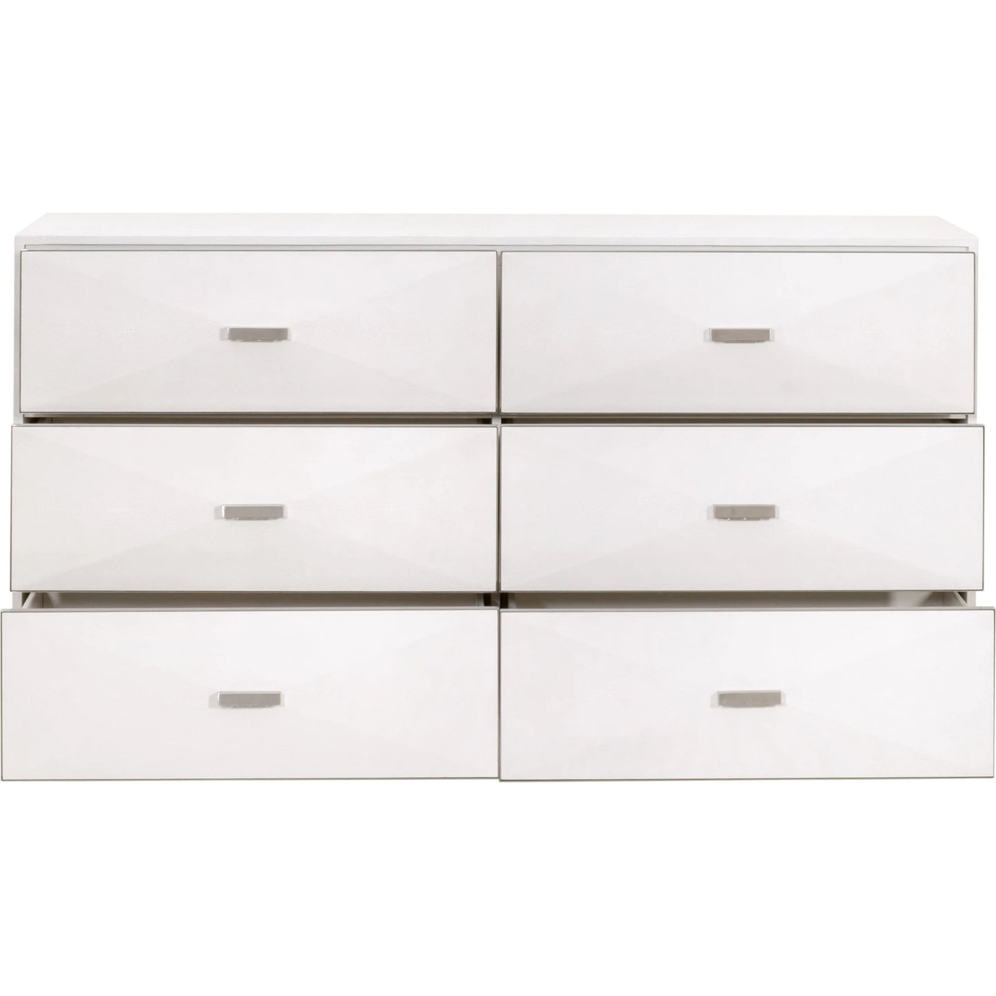 002 SI-2138273 | Additional Silo | Wynn Shagreen Double Dresser by Essentials For Living in pearl shagreen, brushed stainless steel. Made from faux shagreen resin, solid rubberwood, plywood, mdf, stainless steel in a modern style.
