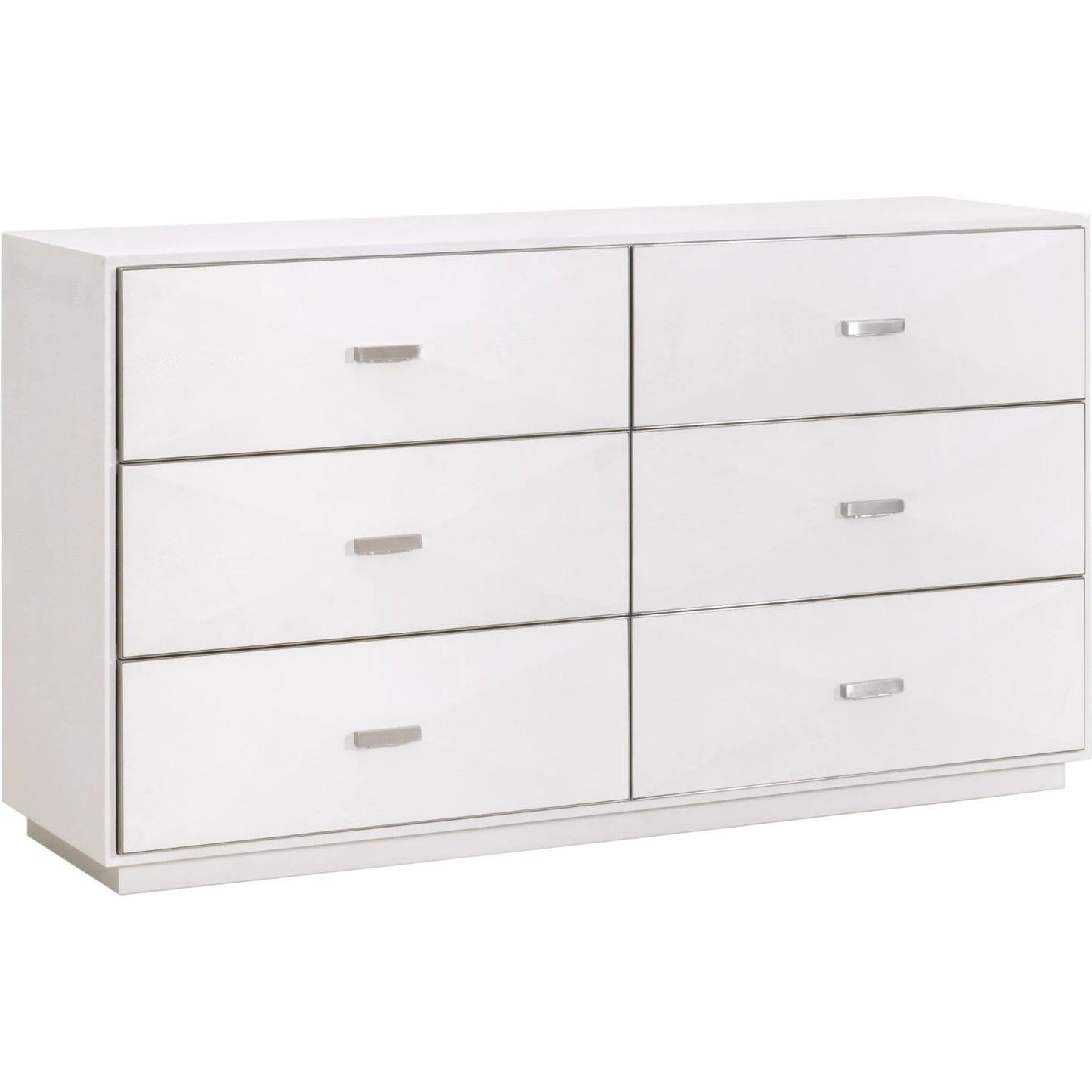 001 SI-2138273 | Primary Silo | Wynn Shagreen Double Dresser by Essentials For Living in pearl shagreen, brushed stainless steel. Made from faux shagreen resin, solid rubberwood, plywood, mdf, stainless steel in a modern style.