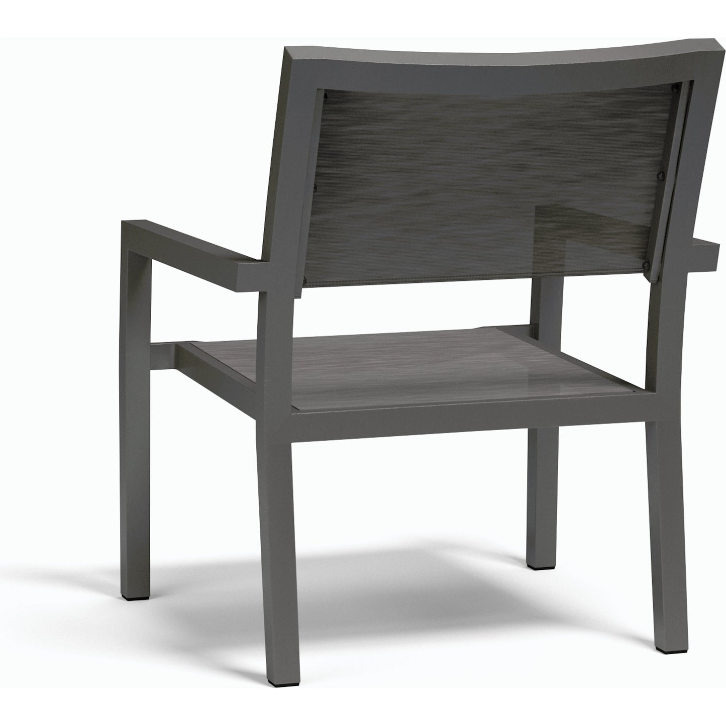 002 SI-2166671 | Additional Silo | Vegas Outdoor Stackable Sling Club Chair by Sunset West in graphite. Made from aluminum in a modern style.