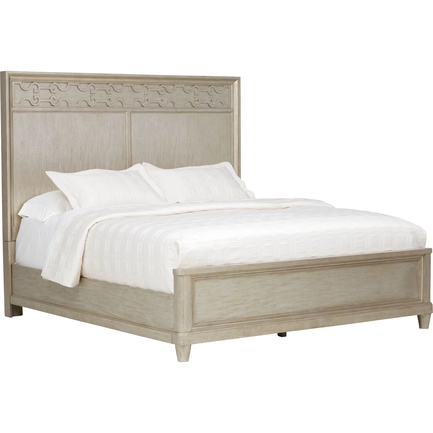 001 SI-1946518 | Additional Silo | Morrissey Cashin Panel Bed by A.R.T. Furniture in silver and bezel. Made from parawood solids, primavera veneers in a transitional style.