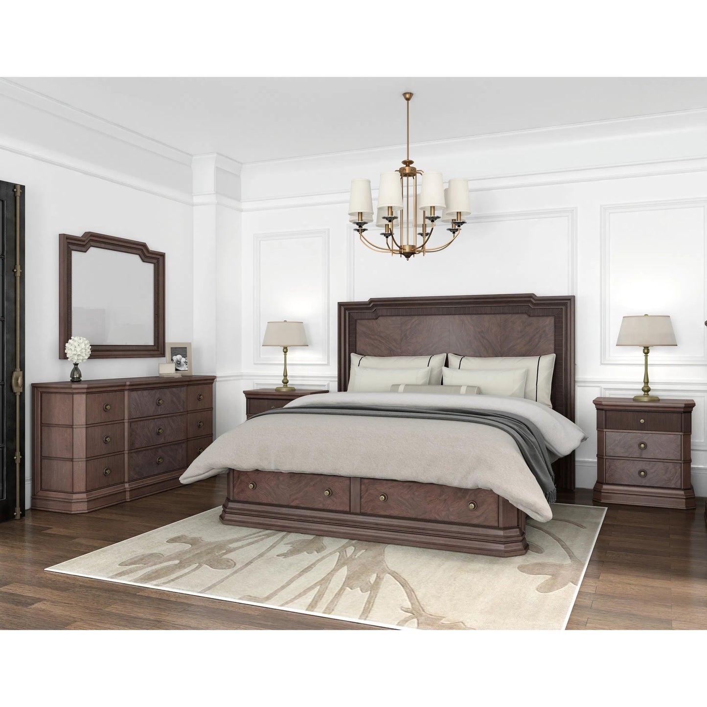 001 SI-2334467,SI-2334468 | Lifestyle | Revival Panel Storage Bed by A.R.T. Furniture in napa mahogany. Made from rubberwood solids, quarter mahogany veneer, resin, metal in a traditional style.