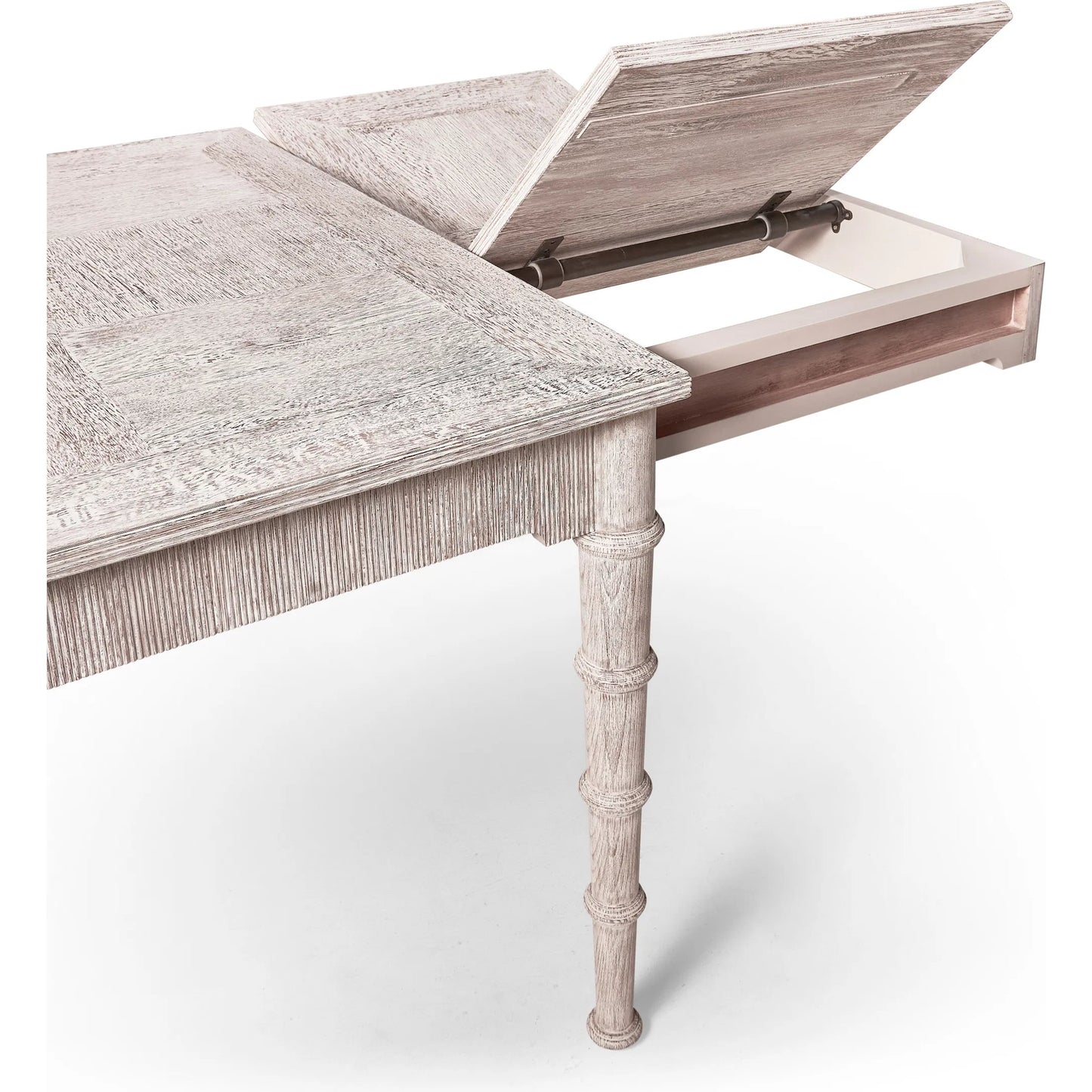 008 SI-2462565 | Closeup | 100" Bywater Extending Dining Table by Jonathan Charles in washed acacia. Made from acacia in a transitional style.