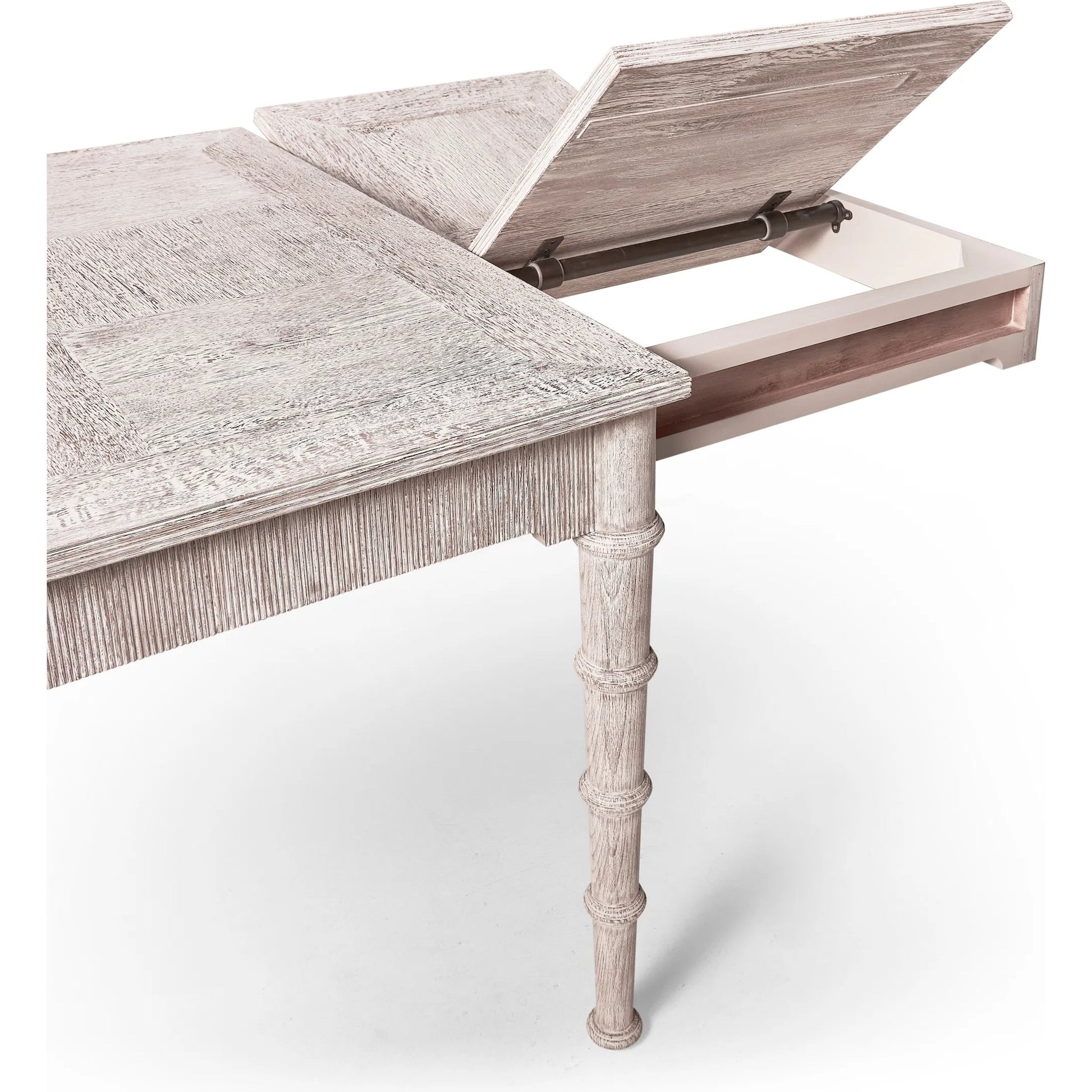 100" Bywater Extending Dining Table by Jonathan Charles in washed acacia. Made from acacia in a transitional style.