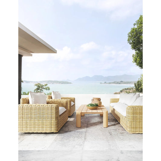 Playa Outdoor Oversized Club Chair by Sunset West in medium wood. Made from resin wicker in a rustic style.