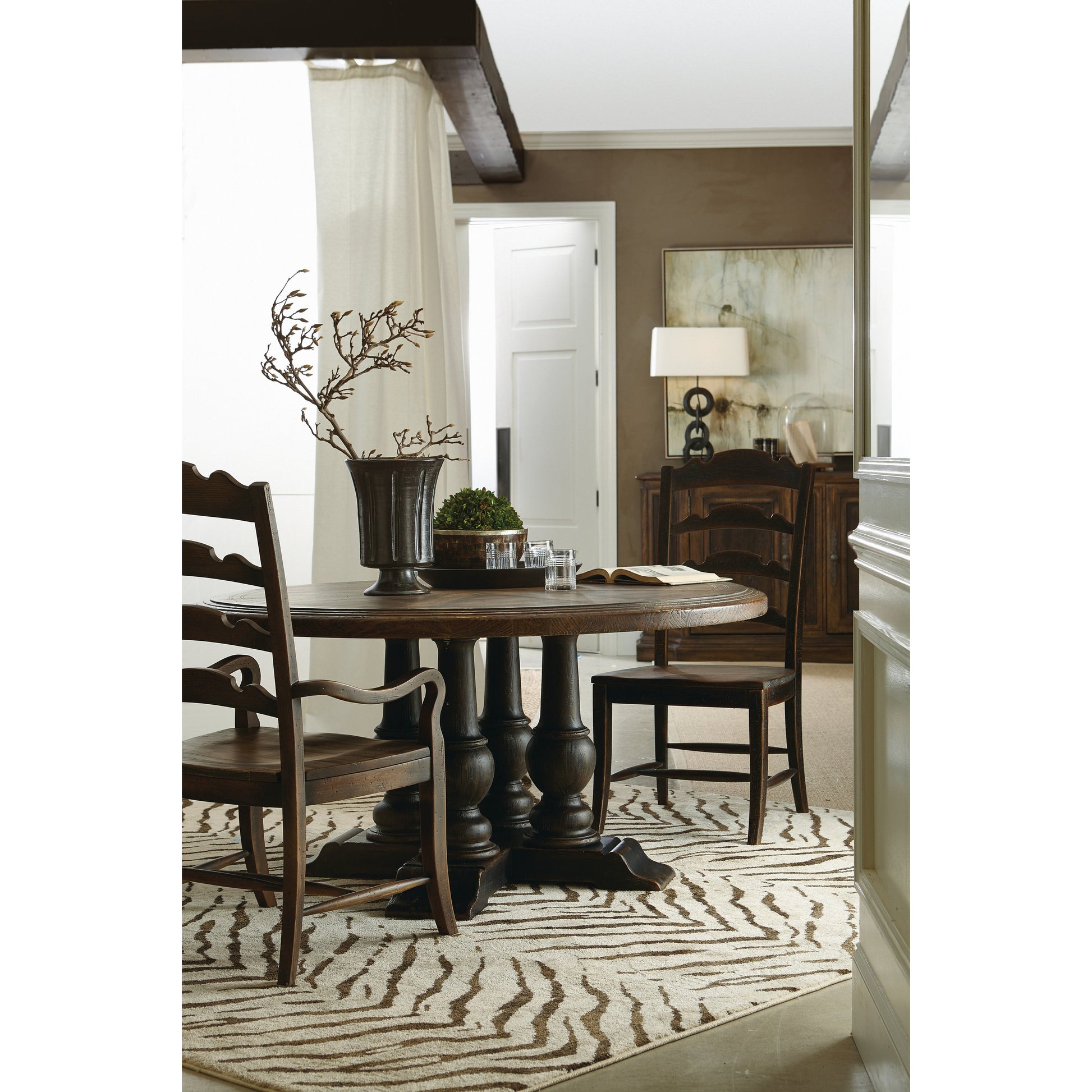 Hill Country Twin Sisters Ladderback Side Chair (Set of 2) by Hooker Furniture in anthracite black. Made from white oak veneers in a traditional style.