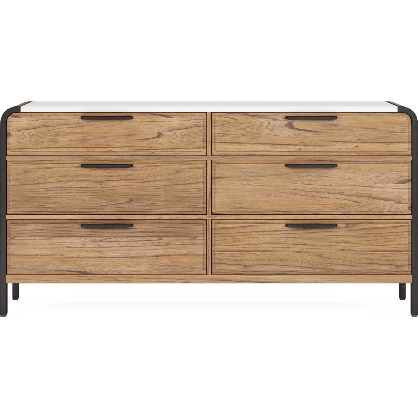 002 SI-2065173 | Additional Silo | Portico Metal Leg Dresser by A.R.T. Furniture in sienna, white plaster. Made from parawood solids, mindi veneers, steel in a modern style.