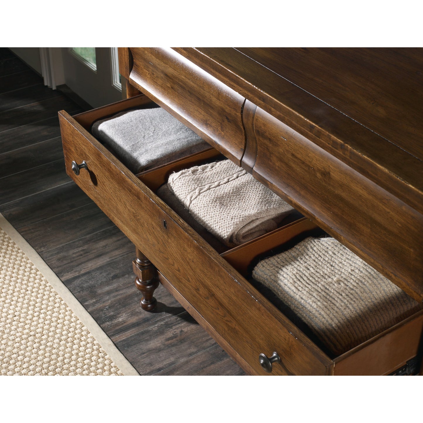 005 SI-1748322 | Lifestyle | Archivist Bureau by Hooker Furniture in pecan. Made from pecky pecan veneers, felt in a cottage & farmhouse style.