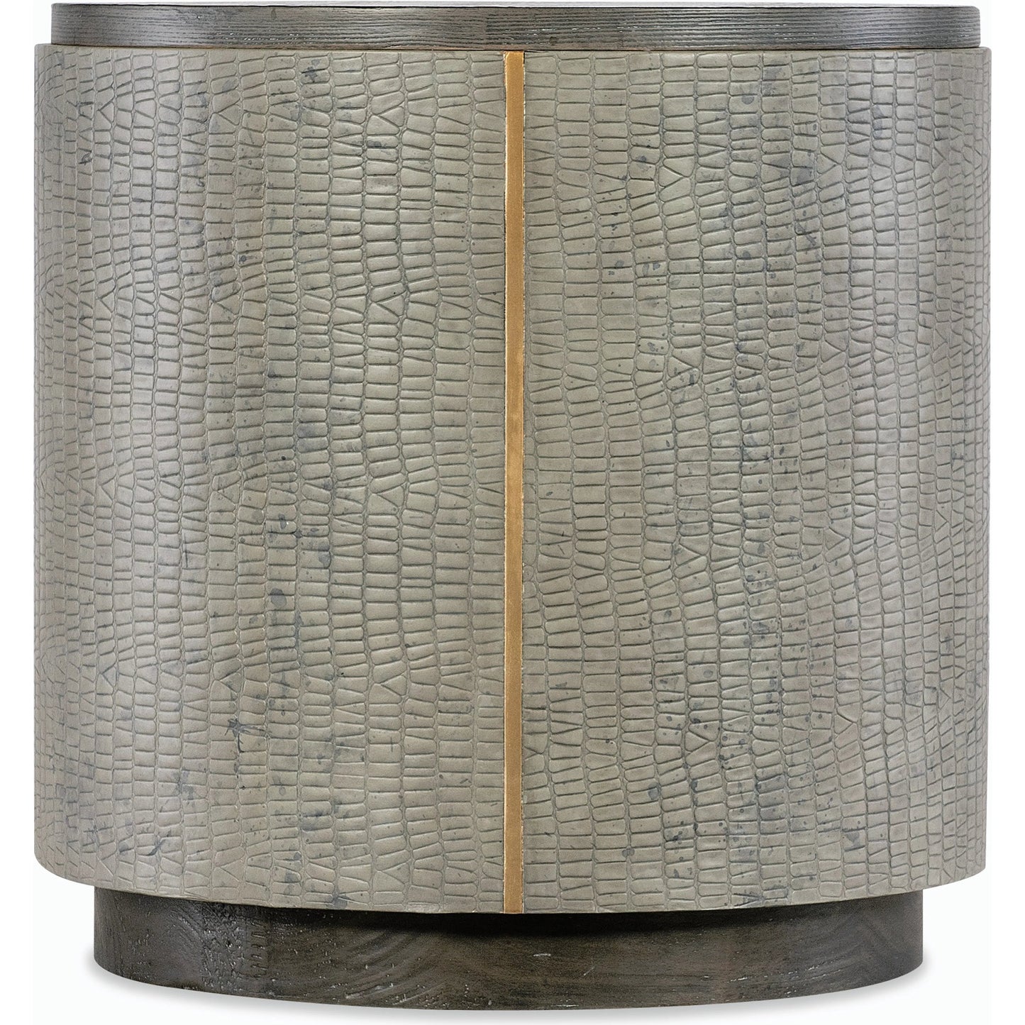 001 SI-2185707 | Primary Silo | Melange Dylian End Table by Hooker Furniture in gray and gray. Made from pine veneers and robus leather in a modern style.