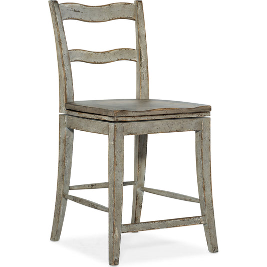 La Riva Swivel Counter Stool by Hooker Furniture in oyster. Made from oak veneers in a cottage & farmhouse style.