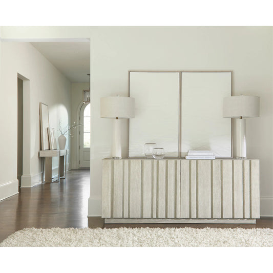 Tempo Entertainment Credenza by Bernhardt in beige. Made from wood in a unique style.