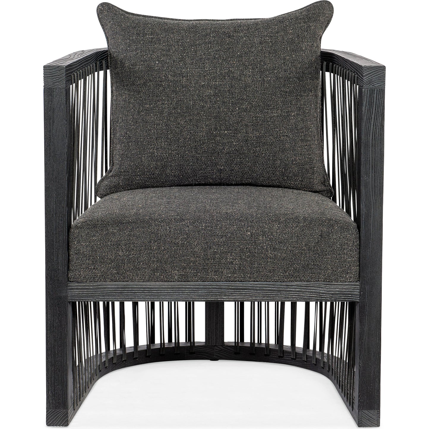 004 SI-1959630 | Additional Silo | Wilde Club Chair by Hooker Furniture in lovegood kohl and charred black. Made from fabric, leather strapping in a modern style.