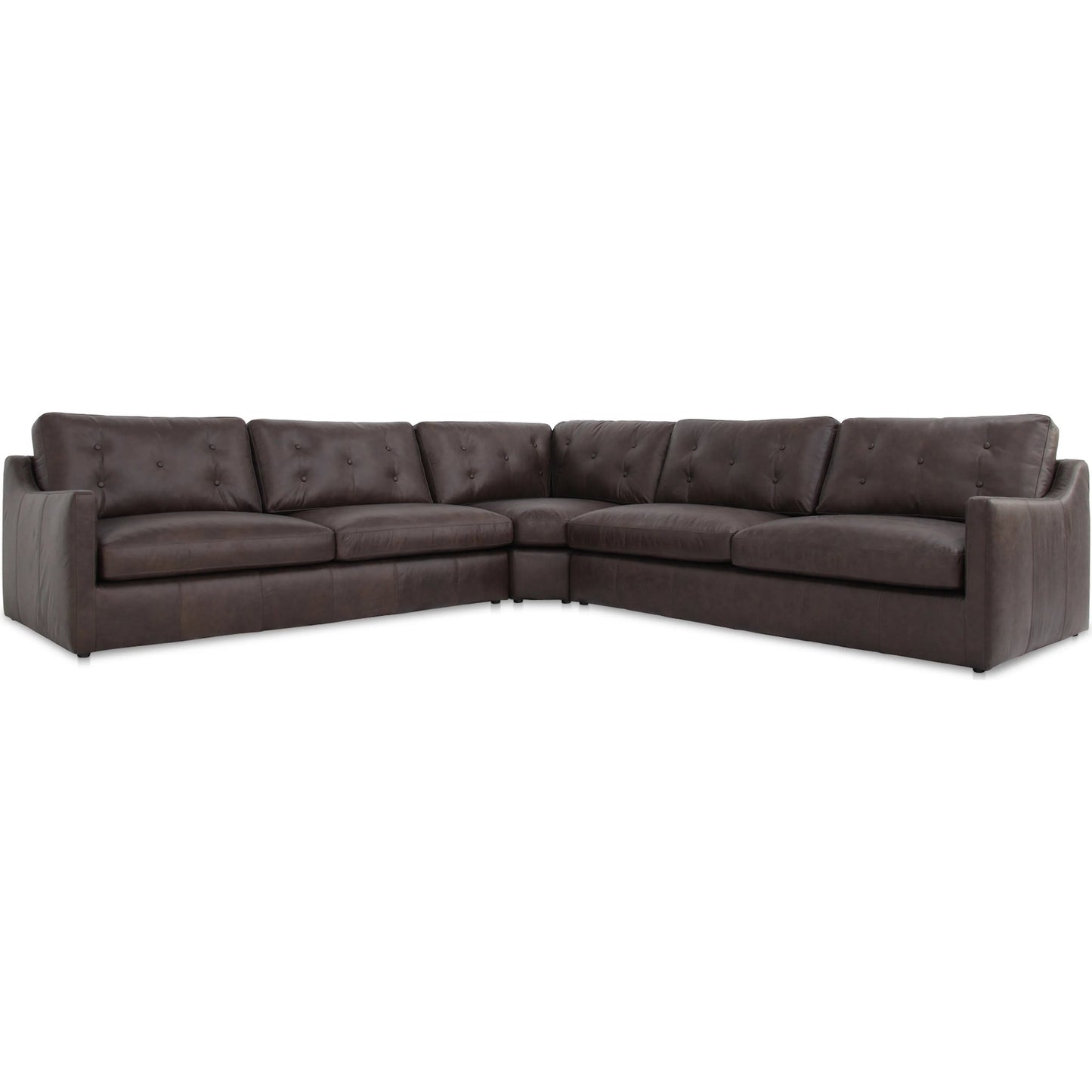 001 SI-2368390 | Primary Silo | Thurlow Corner Modular Sectional by Moe's Home Collection in espresso. Made from upholstery: 100% top grain leather, high density foam, feather fill, solid red meranti wood frame, webbing seat in a unique style.