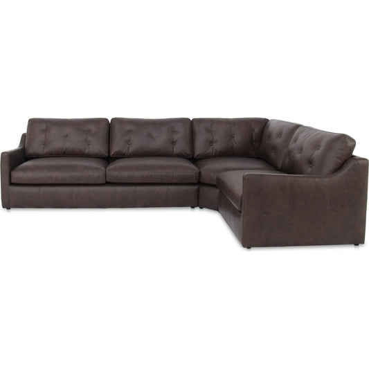 Thurlow 3 Piece Modular Sectional by Moe's Home Collection in espresso. Made from upholstery: 100% top grain leather, high density foam, feather fill, solid red meranti wood frame, webbing seat in a traditional style.