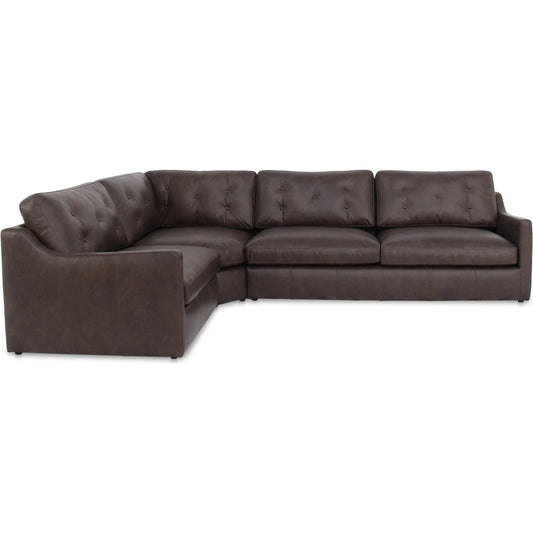 Thurlow 3 Piece Modular Sectional by Moe's Home Collection in espresso. Made from upholstery: 100% top grain leather, high density foam, feather fill, solid red meranti wood frame, webbing seat in a traditional style.