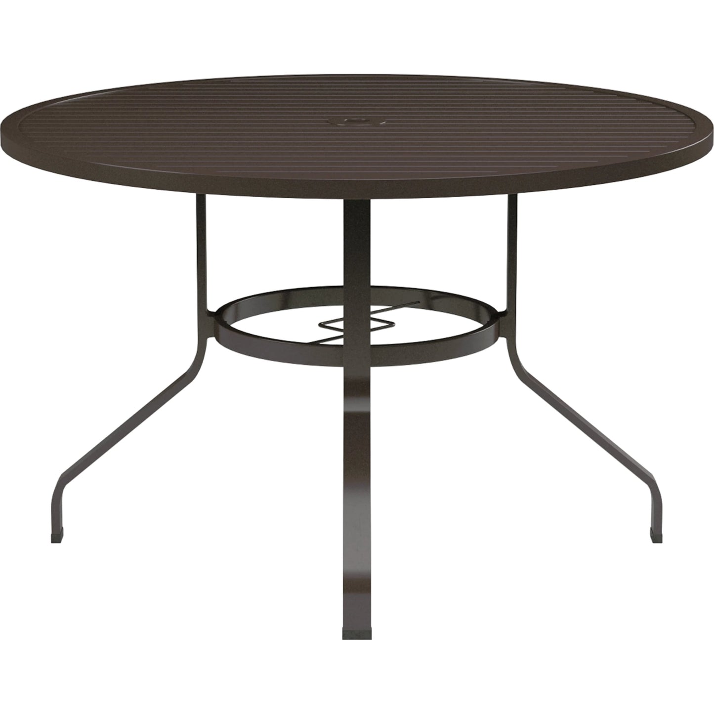 001 SI-2167011 | Primary Silo | La Outdoor Jolla 48" Round Dining Table by Sunset West in espresso. Made from aluminum in a modern style.