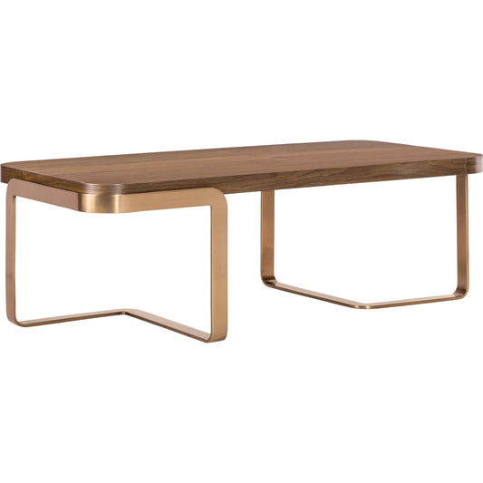 001 SI-2458575 | Primary Silo | Eleana Cocktail Table by Hooker Furniture in light caramel, sunlit bronze metal. Made from walnut veneers, metal in a modern style.