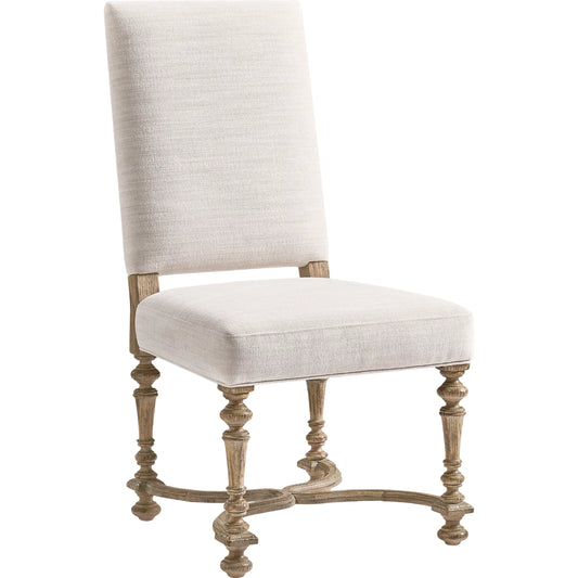 Sagehill Upholstered Side Chair by Jonathan Charles in timberon grey oak. Made from oak in a traditional style.