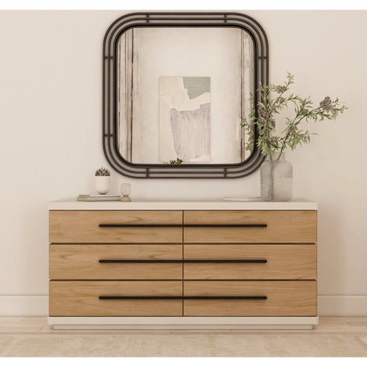 Portico Dresser by A.R.T. Furniture in sienna, white plaster. Made from parawood solids, mindi veneers in a modern style.