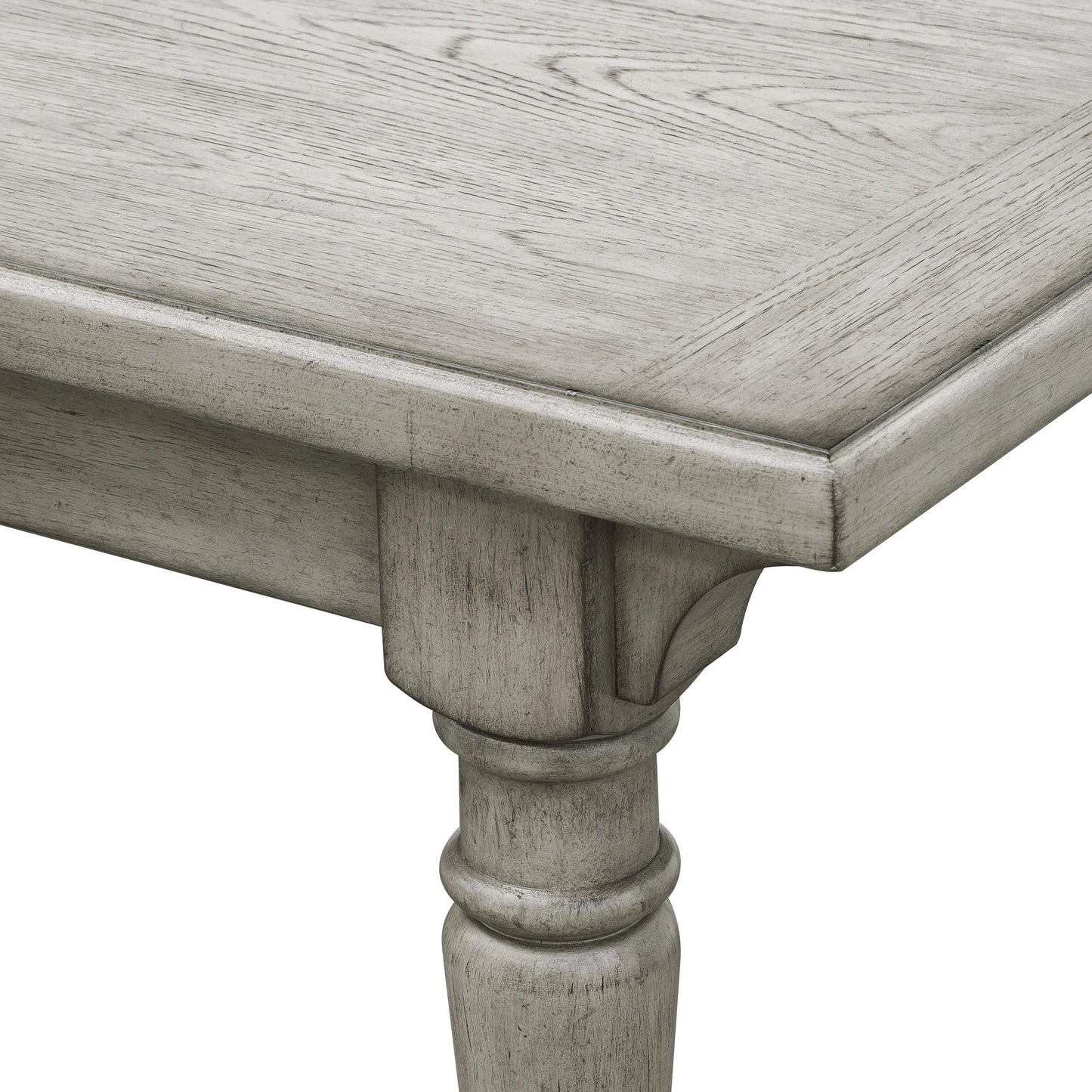 006 SI-2155610 | Closeup | Madison Ridge Table by Pulaski Furniture in bluff grey. Made from asian hardwood, oak veneers in a modern style.
