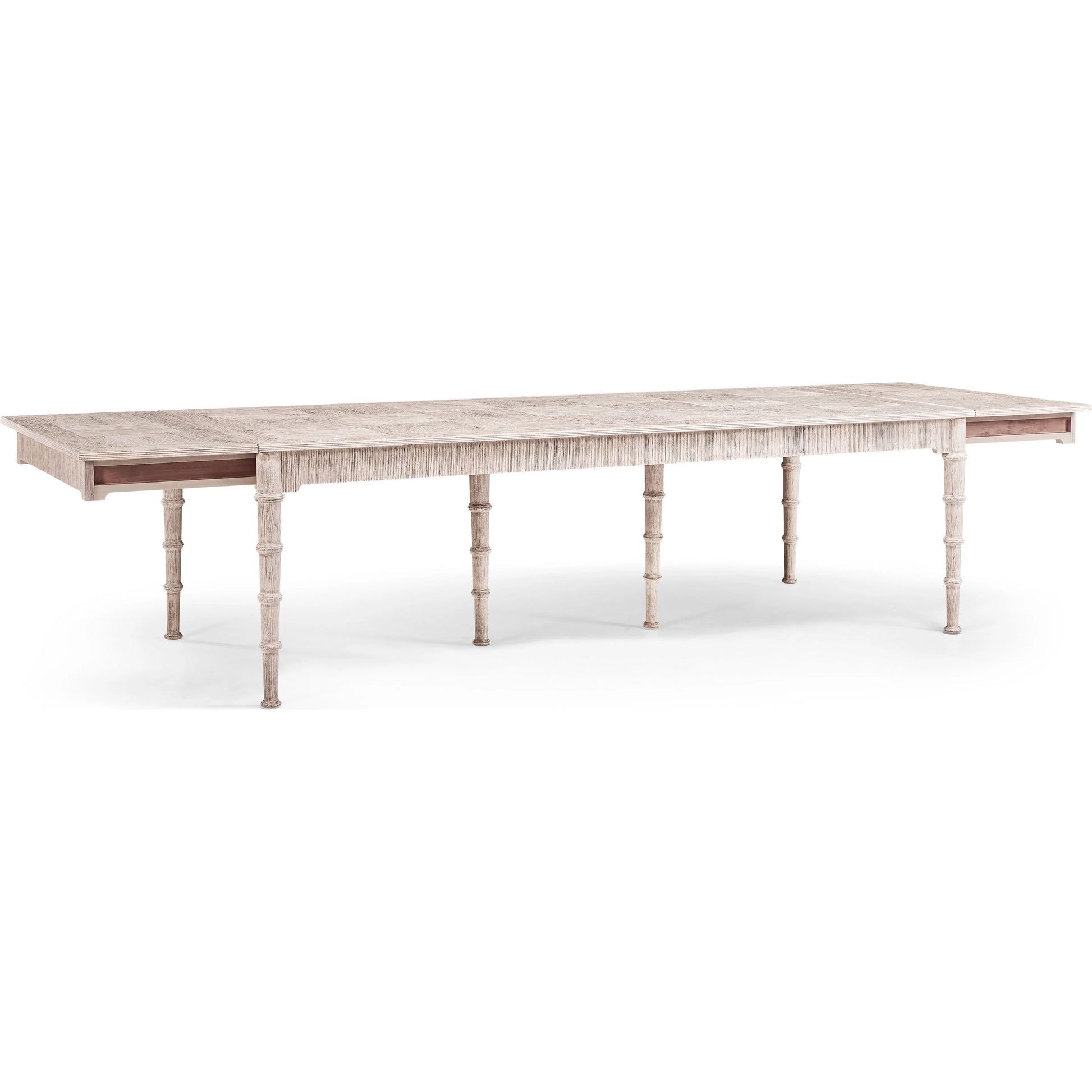 100" Bywater Extending Dining Table by Jonathan Charles in washed acacia. Made from acacia in a transitional style.