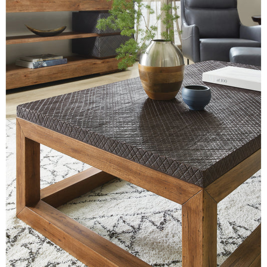 Big Sky Cocktail Table by Hooker Furniture in vintage natural. Made from wood, resin in a modern style.