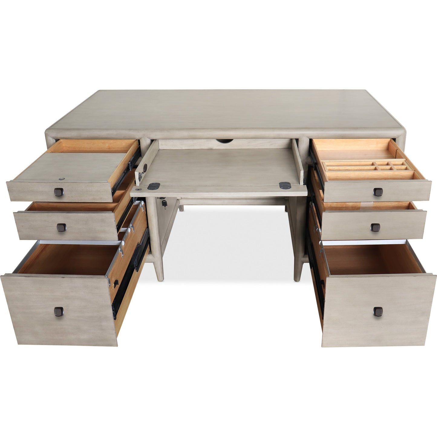 004 SI-1748501 | Additional Silo | Burnham Junior Executive Desk by Hooker Furniture in grey mink. Made from alder veneers with knots in a cottage & farmhouse style.