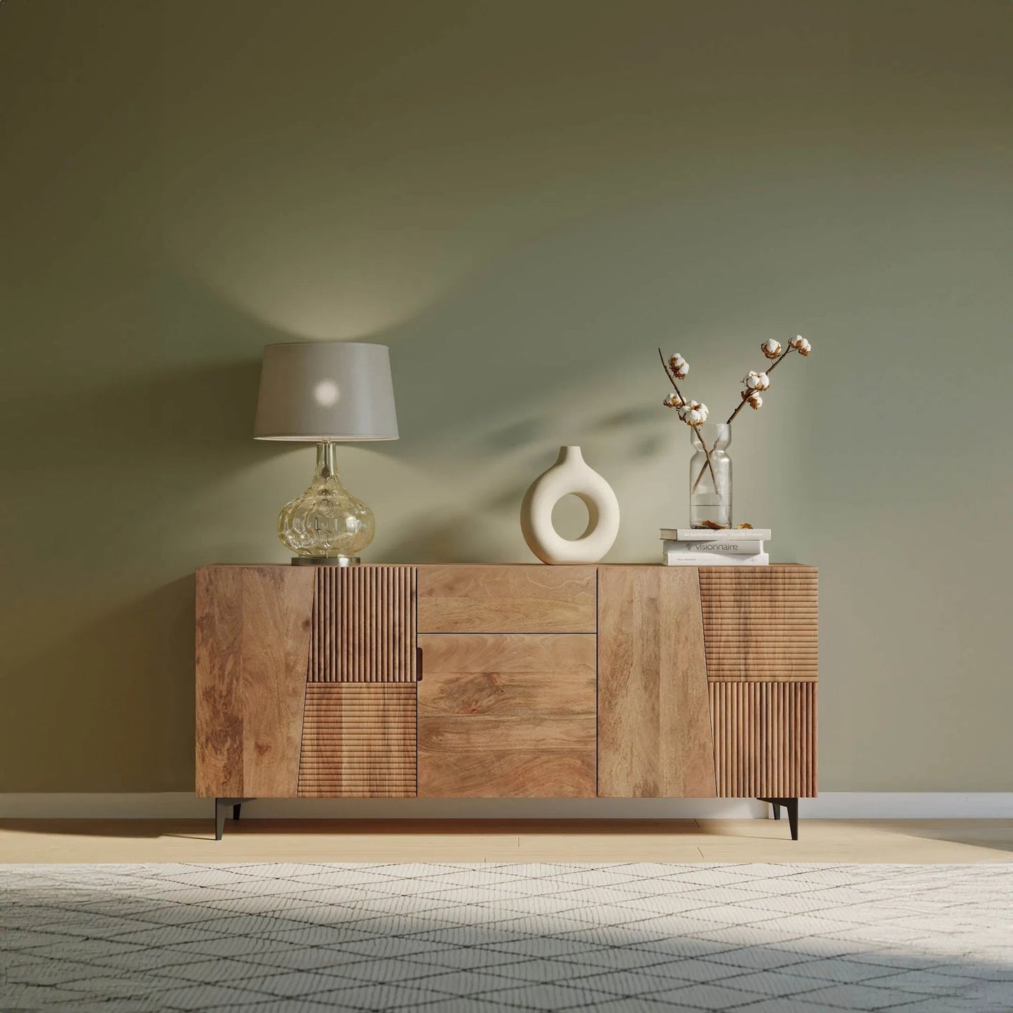 001 SI-2452979 | Lifestyle | Peyton Sideboard by LH Imports in honey, black. Made from unique in a transitional style.