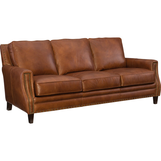 001 SI-1748911 | Primary Silo | Exton Sofa by Hooker Furniture in old english saddle. Made from leather in a traditional style.