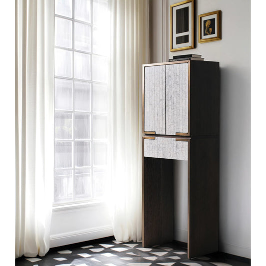 Gaia Drink Cabinet by Jonathan Charles in white smoke eggshell. Made from main egg shell in a unique style.