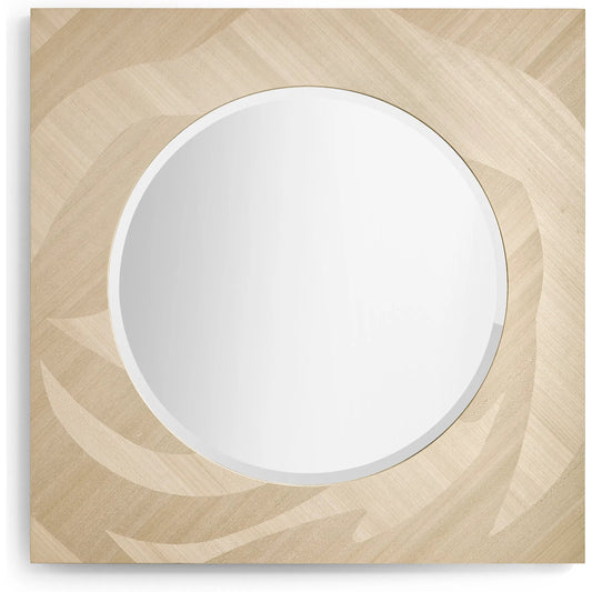 001 SI-2252653 | Primary Silo | Tidepool Square Mirror by Jonathan Charles in beige and natural dyed koto. Made from koto veneer, mirror, sycamore solid wood in a transitional style.