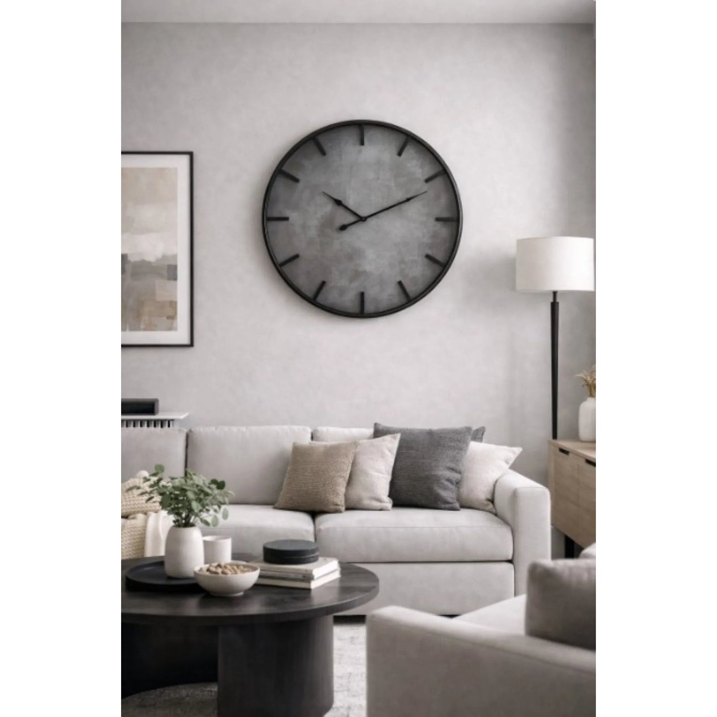 003 SI-2633369 | Additional Silo | Ashford Industrial Concrete-Look Round Wall Clock 29.5 Inch Round by Zentique in concrete grey and grey. Made from metal in a unique style.