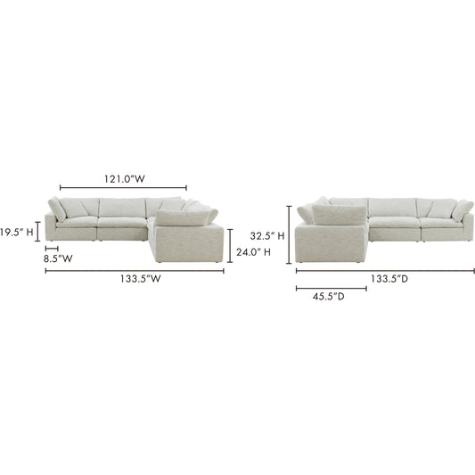Clay Modular Sectional by Moe's Home Collection in coastside sand. Made from upholstery: neverfear™ fabric, 100% polyester, plywood frame, 50% feather, fibre blend channeled in a modern style.