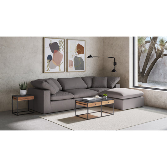 Terra Condo Slipper Chair Performance Fabric by Moe's Home Collection in grey. Made from upholstery: 100% polyester livesmart stain resistant fabric, wood, plywood frame, 50% feather, fiber-fill, 20% feather in a modern style.