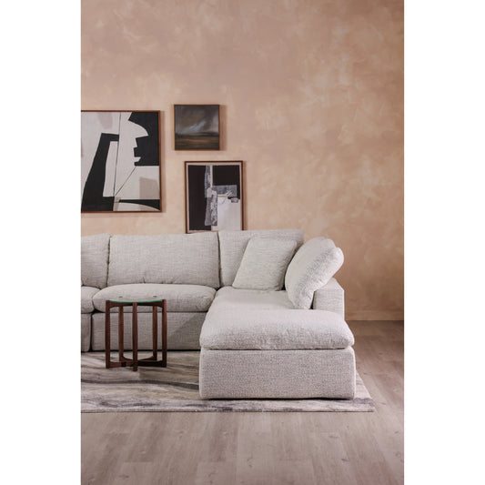 Terra Condo Slipper Chair by Moe's Home Collection in coastside sand. Made from upholstery: neverfear™ fabric, 100% polyester, plywood frame, 50% feather, fibre blend channeled in a modern style.